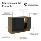 Gabinete Bajo para Fregadero 120 cm 2 Puertas (Sin Encimera) Marrón/Negro Lux Madesa
