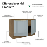 Gabinete Bajo para Fregadero 120 cm 2 Puertas (Sin Encimera) Marrón/Gris Lux Madesa