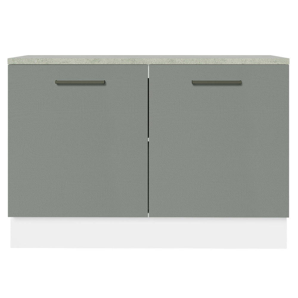 Gabinete Bajo para Fregadero 120 cm 2 Puertas (Con Encimera) Agata Blanco/Gris