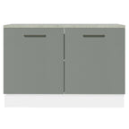 Gabinete Bajo para Fregadero 120 cm 2 Puertas (Con Encimera) Agata Blanco/Gris