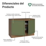Gabinete Bajo de Cocina 120 cm 2 Puertas Marrón/Verde Vik Madesa
