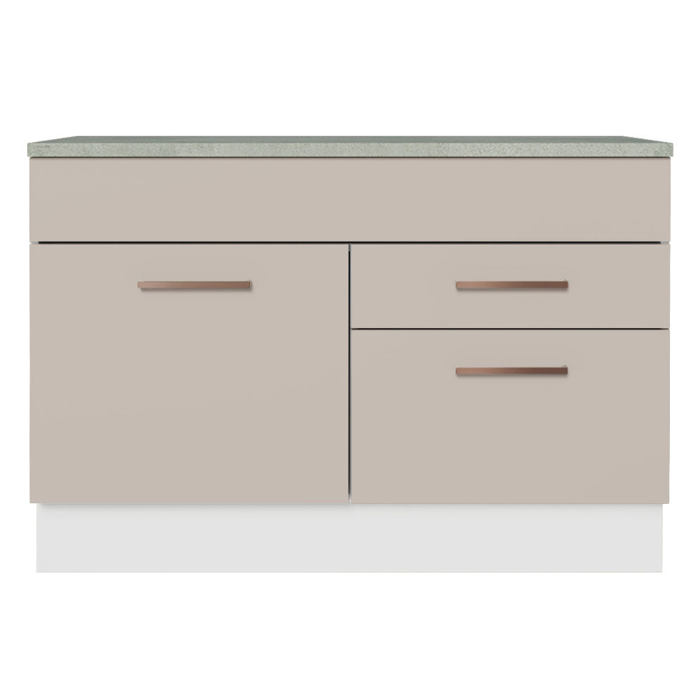 Mueble de Cocina para Fregadero 120 cm 1 Puerta y 2 Cajones (Con Tablero) Blanco/Crema Agata Madesa