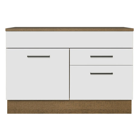 Mueble de Cocina para Fregadero 120 cm 1 Puerta y 2 Cajones (Con Tablero) Marrón/Blanco Agata Madesa