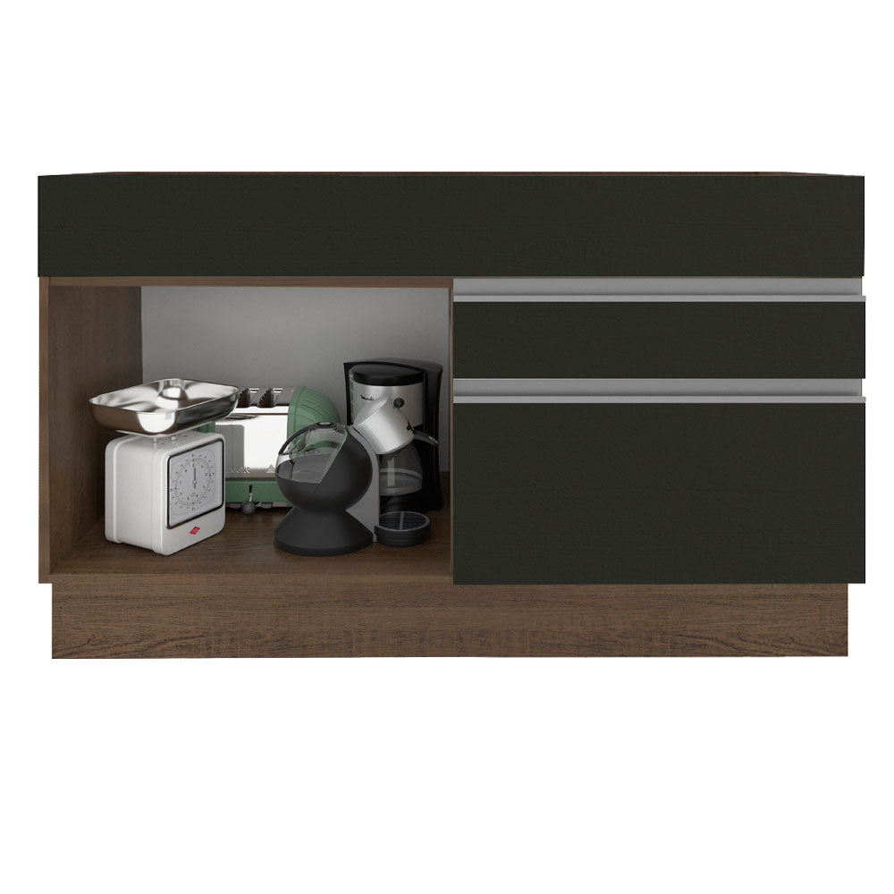 Gabinete Bajo para Fregadero 120 cm 1 Puerta 2 Cajones Sin Encimera Marrón/Negro Glamy Madesa