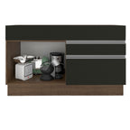 Gabinete Bajo para Fregadero 120 cm 1 Puerta 2 Cajones Sin Encimera Marrón/Negro Glamy Madesa