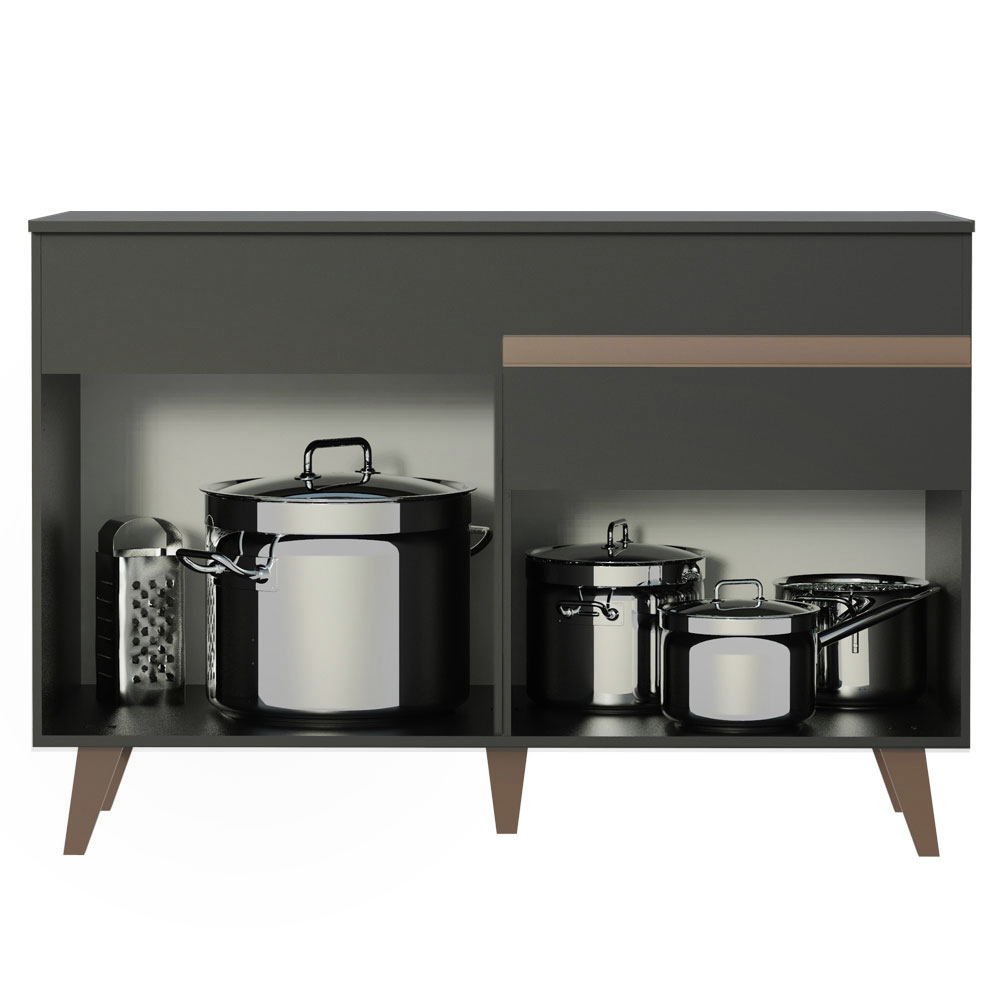 Mueble de Cocina para Fregadero 2 Puertas y 1 Cajón Negro Reims