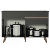 Mueble de Cocina para Fregadero 2 Puertas y 1 Cajón Negro Reims