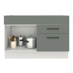 Gabinete Bajo para Fregadero 120 cm 1 Puerta 2 Cajones Sin Encimera Blanco/Gris Agata Madesa