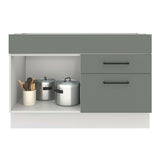 Gabinete Bajo para Fregadero 120 cm 1 Puerta 2 Cajones (Sin Encimera) Agata Blanco/Gris