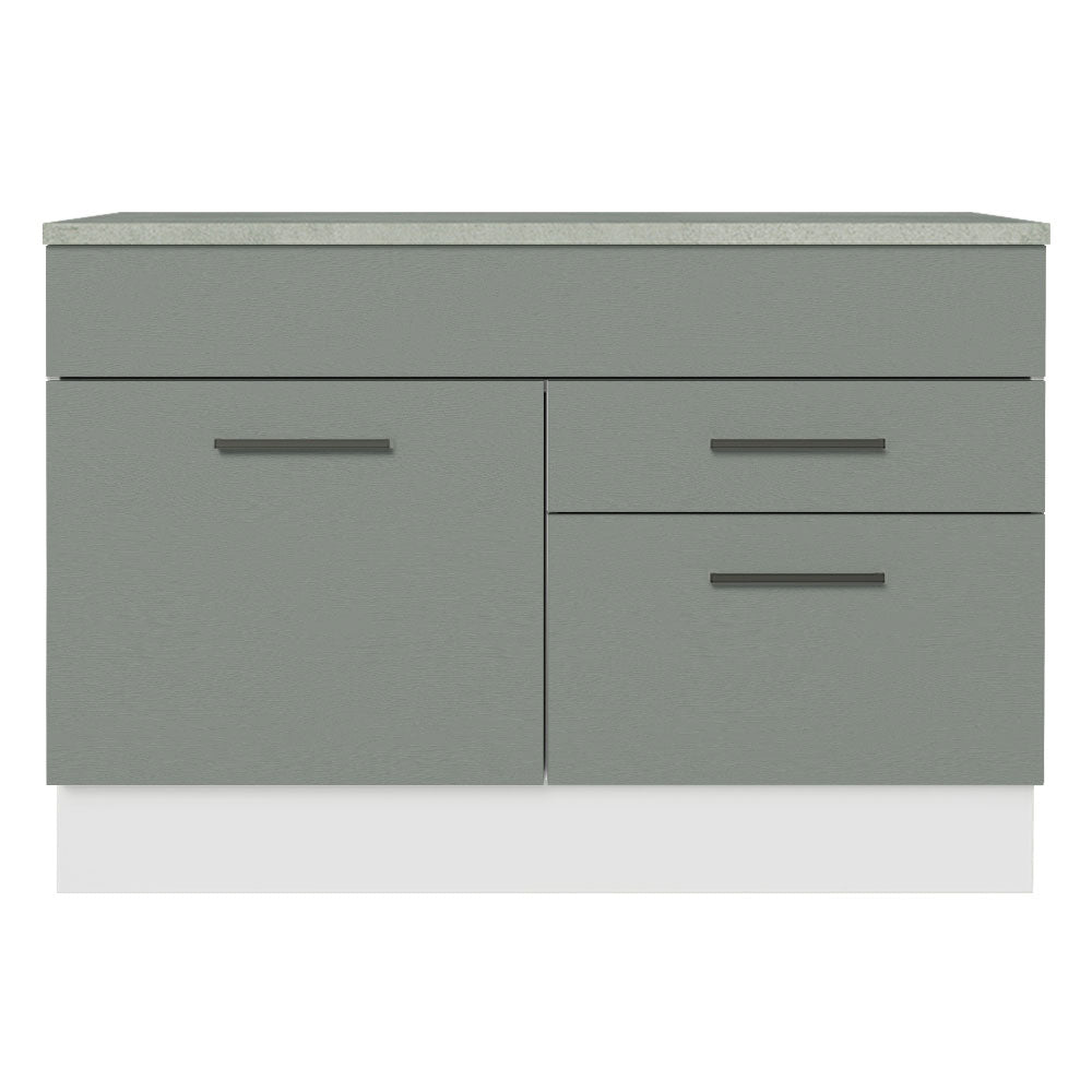 Gabinete Bajo para Fregadero 120 cm 1 Puerta 2 Cajones (Con Encimera) Agata Blanco/Gris