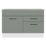 Gabinete Bajo para Fregadero 120 cm 1 Puerta 2 Cajones (Con Encimera) Agata Blanco/Gris