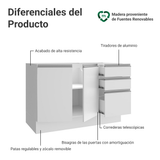 Gabinete Bajo para Fregadero 120 cm 3 Cajones 2 Puertas Glamy Blanco