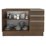Mueble de Cocina para Fregadero 2 Puertas y 3 Cajones + Portacubiertos Marrón Glamy