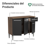 Mueble de Cocina para Fregadero 3 Puertas y 1 Cajón Marrón/Negro Emilly