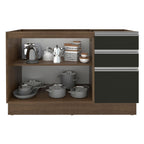 Gabinete Bajo para Fregadero 120 cm 2 Puertas 3 Cajones Sin Encimera Marrón/Negro Glamy Madesa