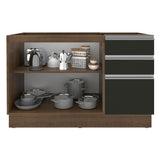 Gabinete Bajo para Fregadero 120 cm 2 Puertas 3 Cajones (Sin Encimera) Glamy Marrón/Negro