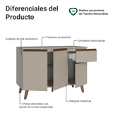 Gabinete Bajo de Cocina 120 cm 3 Puertas 1 Cajón Con Patas Crema Nice Madesa