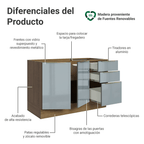 Gabinete Bajo para Fregadero 120 cm 2 Puertas 3 Cajones Sin Encimera Marrón/Gris Lux Madesa