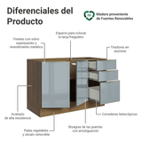Gabinete Bajo para Fregadero 120 cm 2 Puertas 3 Cajones (Sin Encimera) Marrón/Gris Lux Madesa