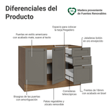 Gabinete Bajo para Fregadero 120 cm 2 Puertas 3 Cajones (Sin encimera) Marrón/Gris Vik Madesa