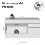 Gabinete Bajo 150 cm 2 Puertas 2 Cajones Blanco Glamy Madesa