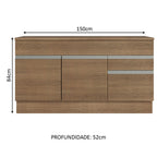 Gabinete Bajo para Fregadero 150 cm 2 Puertas 2 Cajones Marrón Glamy Madesa