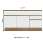 Gabinete Bajo 150 cm 2 Puertas 2 Cajones Marrón/Blanco Glamy Madesa