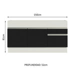 Gabinete Bajo para Fregadero 150 cm 2 Puertas 2 Cajones Sin Encimera Blanco/Negro Glamy Madesa