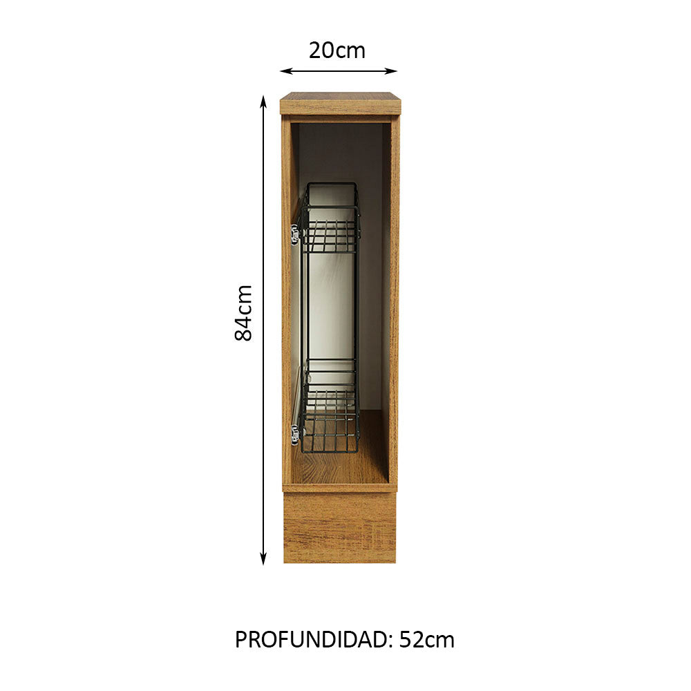 Gabinete Especiero para Cocina 20cm Marrón (Con Encimera) Glamy y Agata