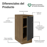Gabinete Bajo de Cocina 35 cm 1 Puerta Marrón/Negro Lux Madesa
