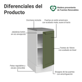 Gabinete Bajo de Cocina 35 cm 1 Puerta Blanco/Verde Vik Madesa