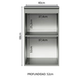 Gabinete Bajo 40 cm 1 Puerta Sin Patas Nice Gris