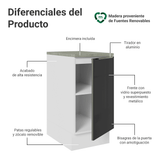 Gabinete Bajo de Cocina 40 cm 1 Puerta Blanco/Negro Lux Madesa