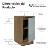 Gabinete Bajo de Cocina 40 cm 1 Puerta Marrón/Gris Lux Madesa