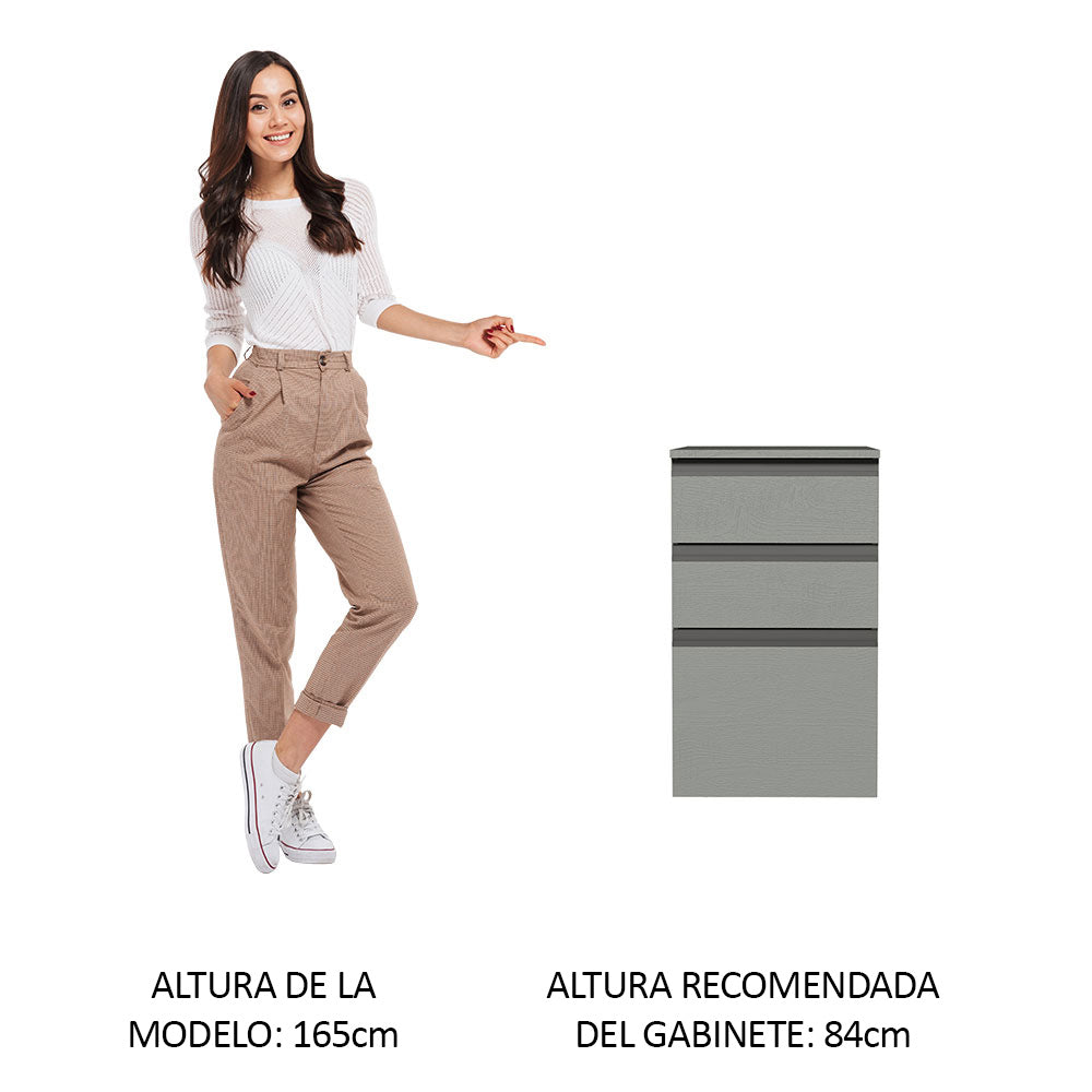 Gabinete Bajo 40 cm 3 Cajones Gris Nice Madesa