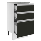 Gabinete Bajo 40 cm 3 Cajones Blanco/Negro Glamy Madesa