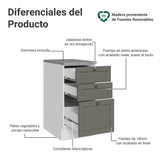 Gabinete Bajo de Cocina 40 cm 3 Cajones Blanco/Gris Vik Madesa