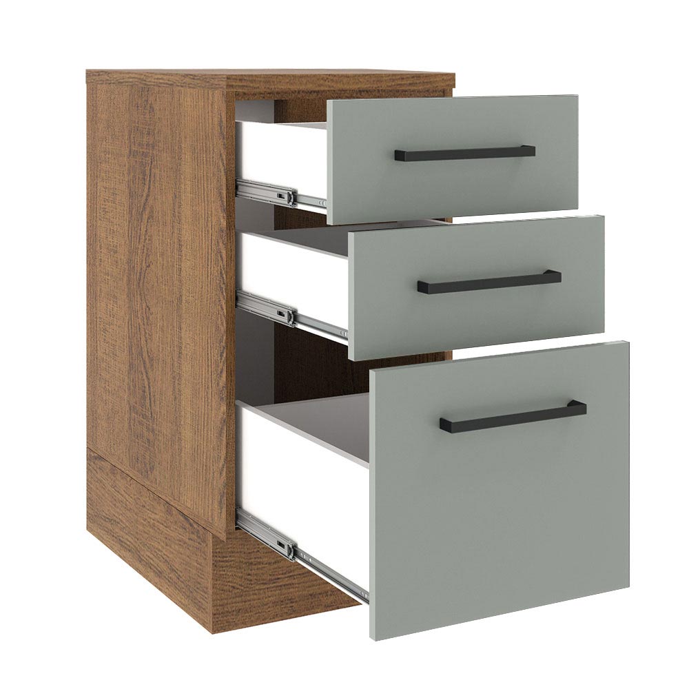Gabinete Bajo 40 cm 3 Cajones Marrón/Gris Agata Madesa