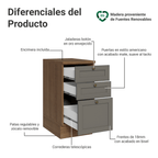 Gabinete Bajo 40 cm 3 Cajones Marrón/Gris Vik Madesa