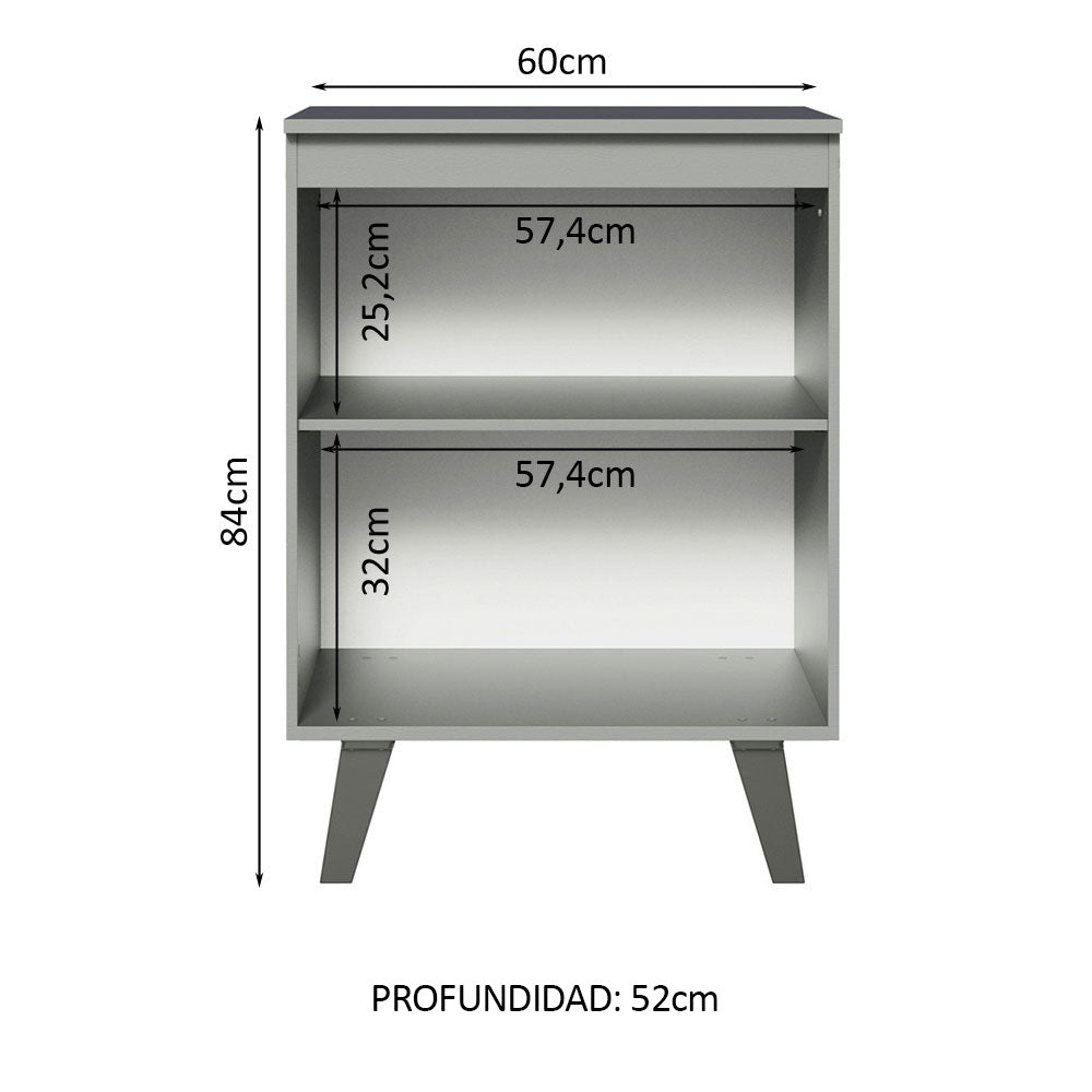 Gabinete Bajo 60 cm Sin cajones 1 Puerta Nice Gris