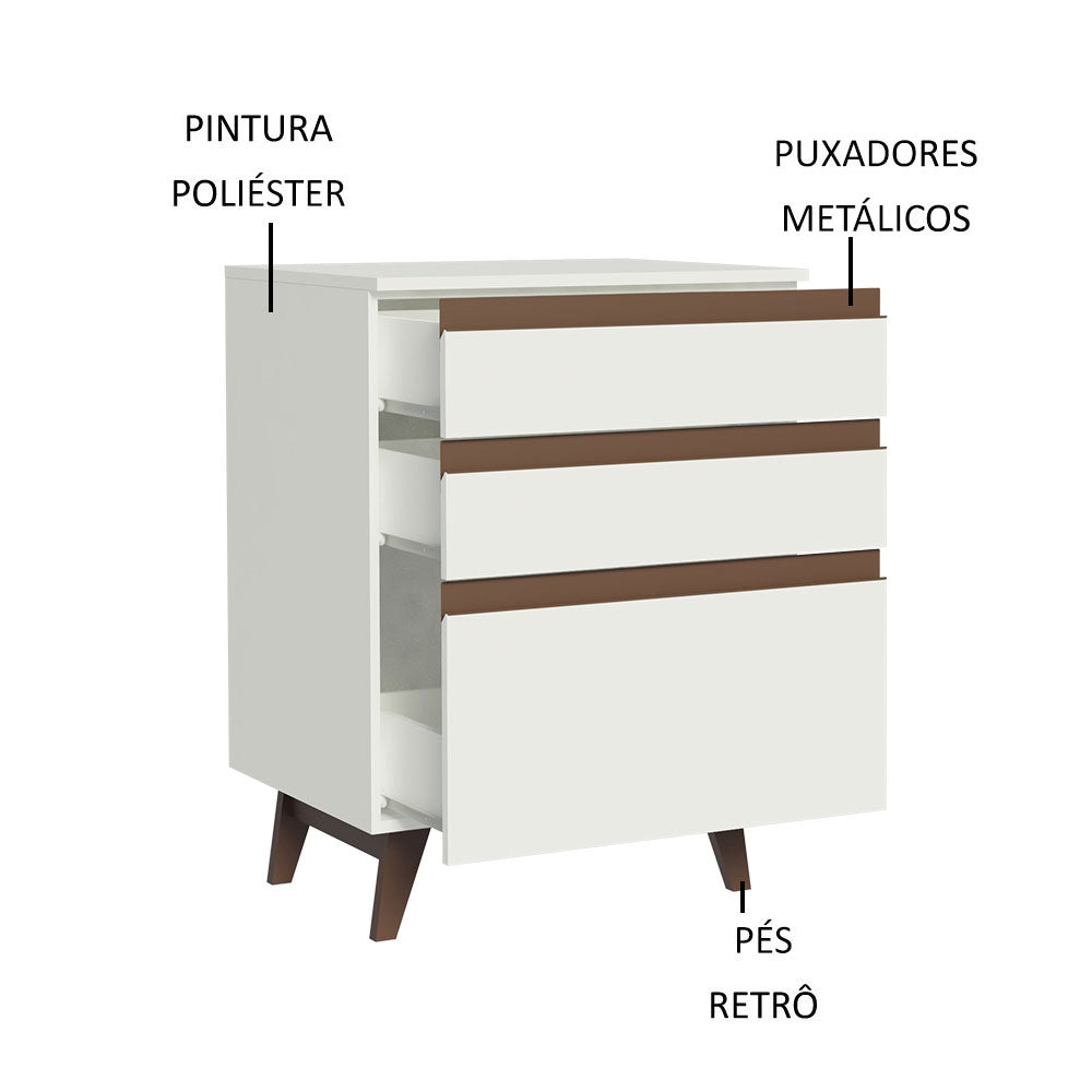 Gabinete Bajo 60 cm 3 Cajones Blanco Reims Madesa