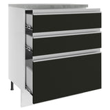 Gabinete Bajo 60 cm 3 Cajones Glamy Blanco/Negro