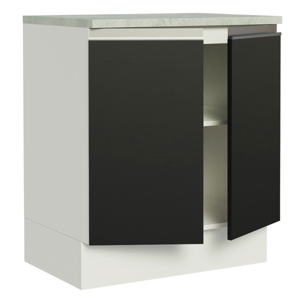 Gabinete Bajo 70 cm 2 Puertas Blanco/Negro Glamy Madesa
