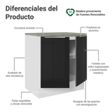 Gabinete Bajo de Cocina 70 cm 2 Puertas Blanco/Negro Lux Madesa