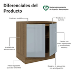 Gabinete Bajo 70 cm 2 Puertas Marrón/Gris Lux Madesa