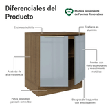 Gabinete Bajo de Cocina 70 cm 2 Puertas Marrón/Gris Lux Madesa