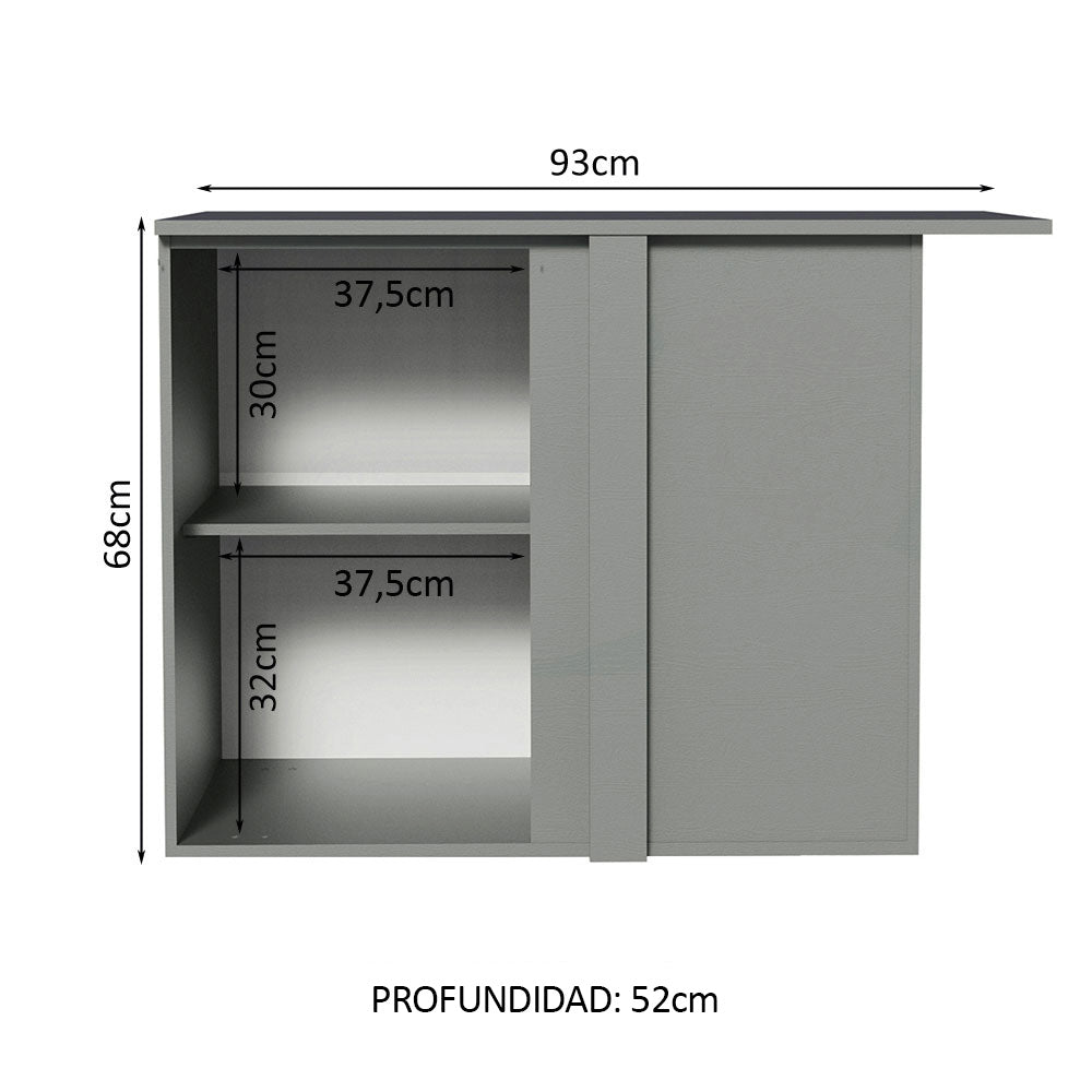 Gabinete Bajo de Esquina 1 Puerta Sin Patas Nice Gris