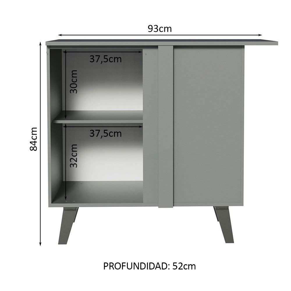 Gabinete Bajo 93 cm Sin cajones 1 Puerta Nice Gris