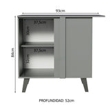Gabinete Bajo 93 cm Sin cajones 1 Puerta Nice Gris