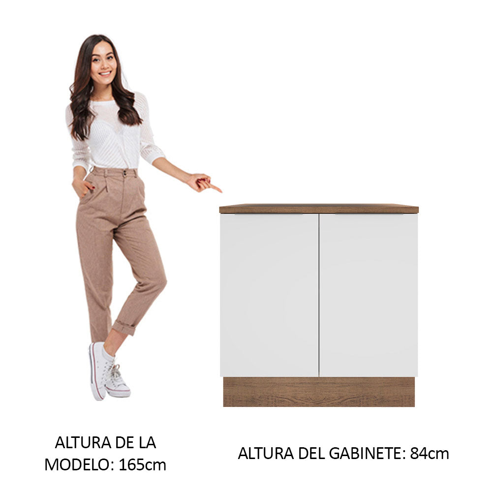 Gabinete Bajo 80 cm 2 Puertas Marrón/Blanco Stella Madesa